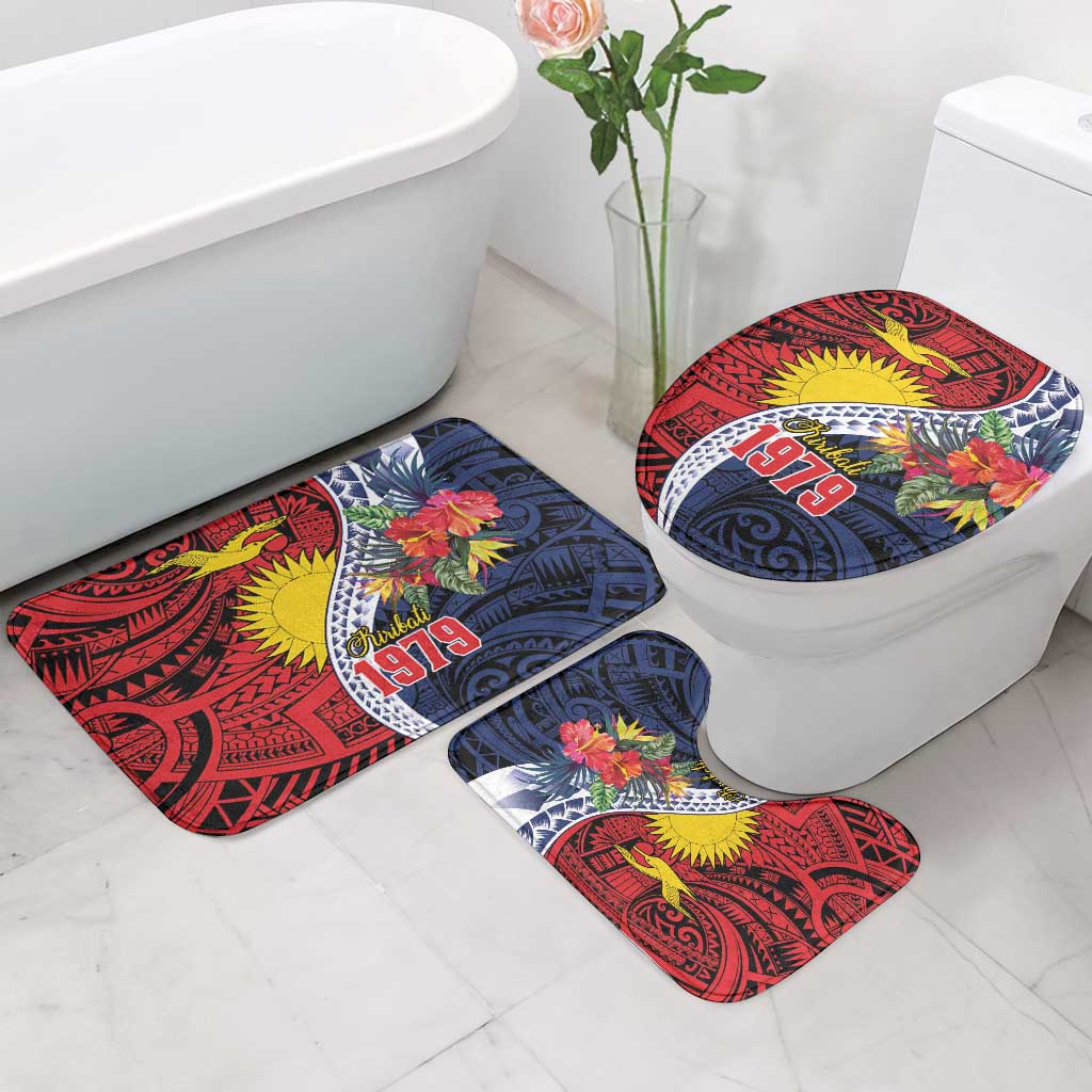 Flag of Kiribati Polynesian Pattern Bathroom Set Est 1979 With Tropical Flowers - Polynesian Pride
