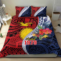Flag of Kiribati Polynesian Pattern Bedding Set Est 1979 With Tropical Flowers