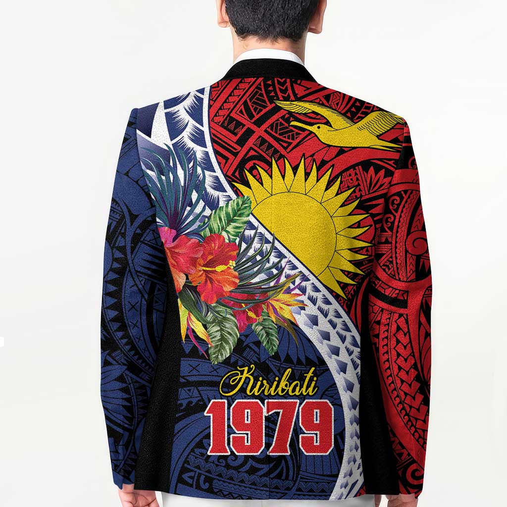 Flag of Kiribati Polynesian Pattern Blazer Est 1979 With Tropical Flowers - Polynesian Pride