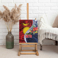 Flag of Kiribati Polynesian Pattern Canvas Wall Art Est 1979 With Tropical Flowers