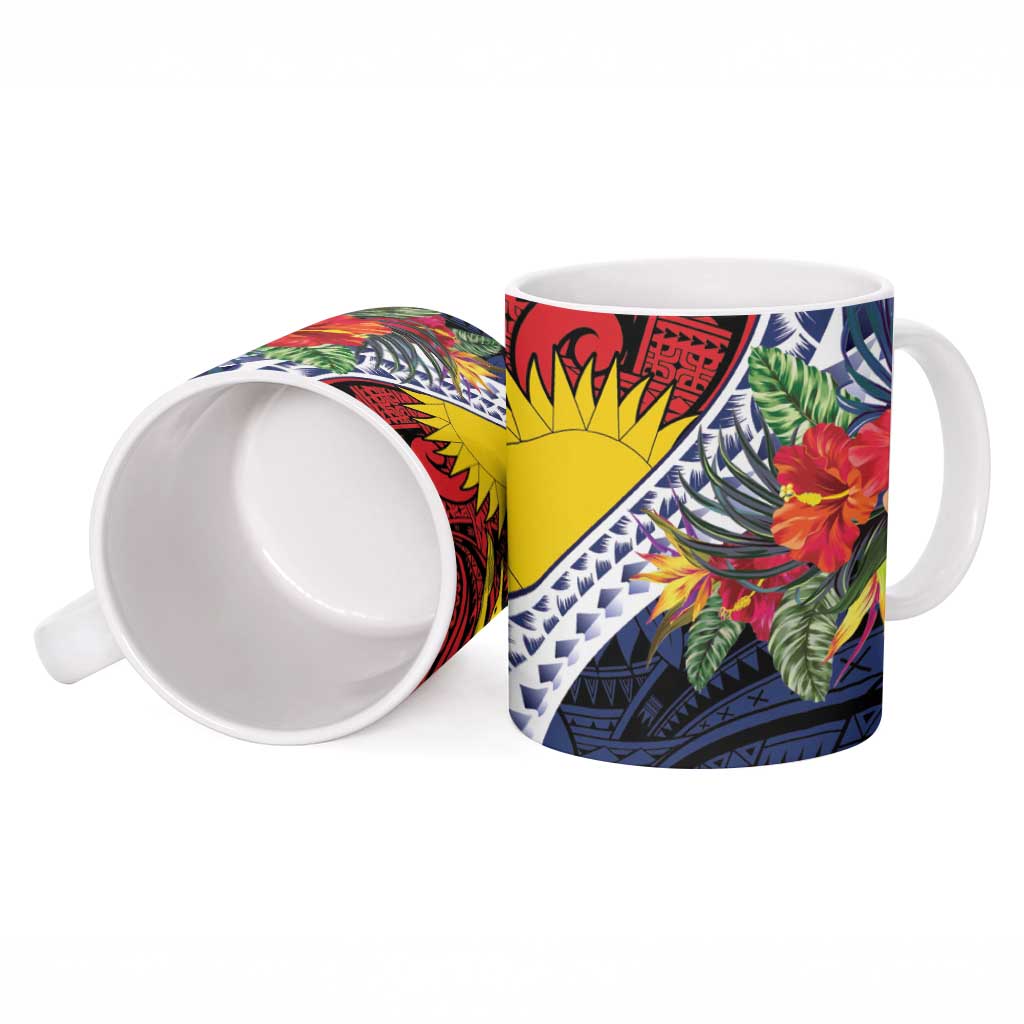 Flag of Kiribati Polynesian Pattern Ceramic Mug Est 1979 With Tropical Flowers - Polynesian Pride