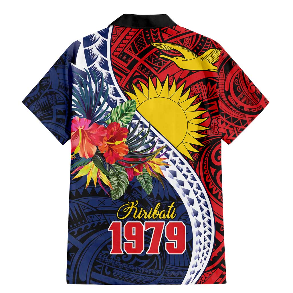 Flag of Kiribati Polynesian Pattern Family Matching Mermaid Dress and Hawaiian Shirt Est 1979 With Tropical Flowers
