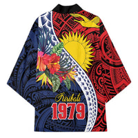Flag of Kiribati Polynesian Pattern Kimono Est 1979 With Tropical Flowers - Polynesian Pride