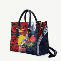 Flag of Kiribati Polynesian Pattern Leather Bag Est 1979 With Tropical Flowers - Polynesian Pride