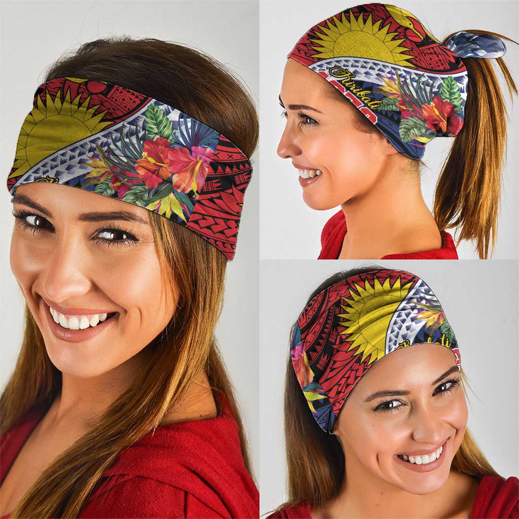 Flag of Kiribati Polynesian Pattern Neck Gaiter Est 1979 With Tropical Flowers - Polynesian Pride