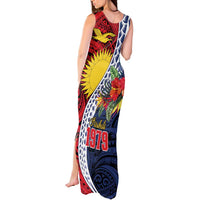 Flag of Kiribati Polynesian Pattern Tank Maxi Dress Est 1979 With Tropical Flowers