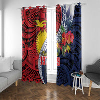 Flag of Kiribati Polynesian Pattern Window Curtain Est 1979 With Tropical Flowers