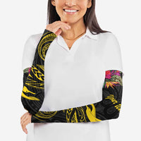 Kiribati Independence Day Personalised Arm Sleeves Gold Frigatebird with Polynesian Pattern - Polynesian Pride