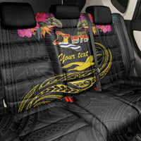 Kiribati Independence Day Personalised Back Car Seat Cover Gold Frigatebird with Polynesian Pattern