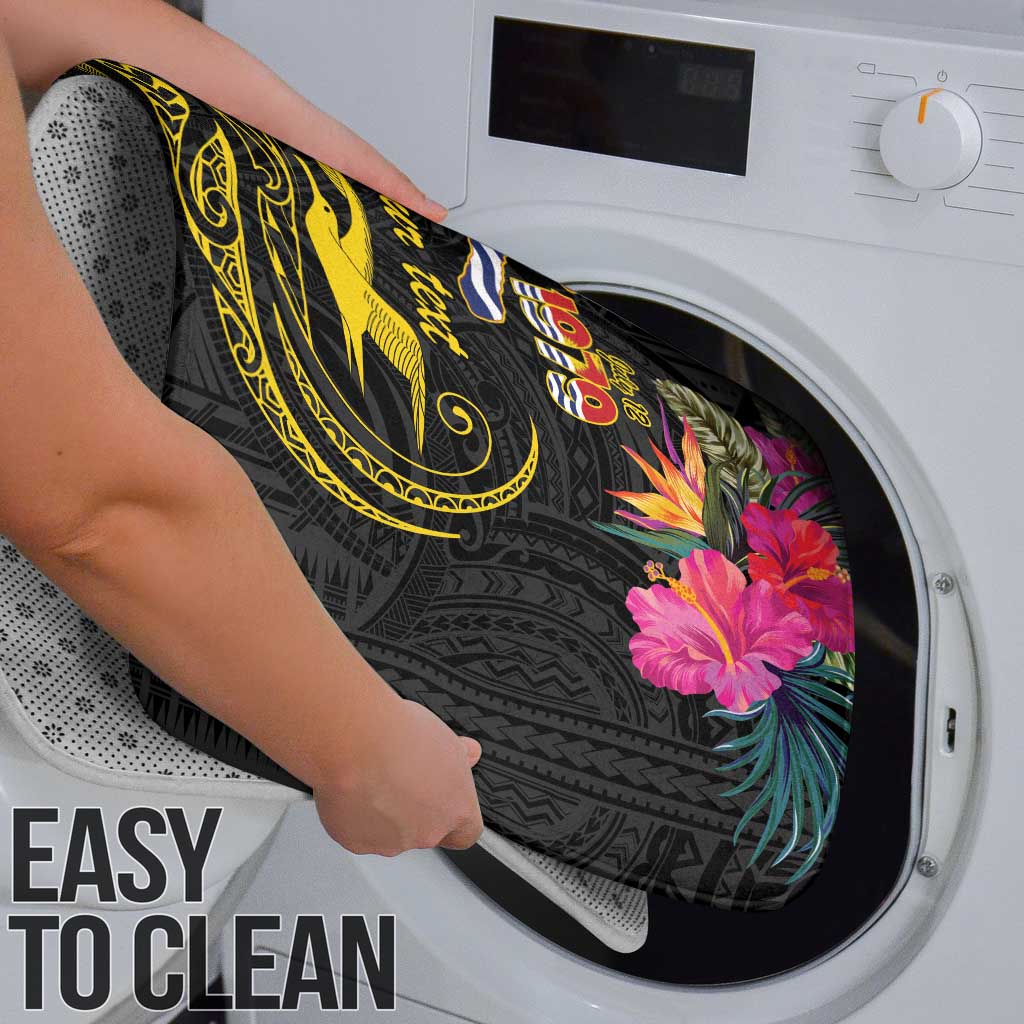 Kiribati Independence Day Personalised Bathroom Set Gold Frigatebird with Polynesian Pattern - Polynesian Pride