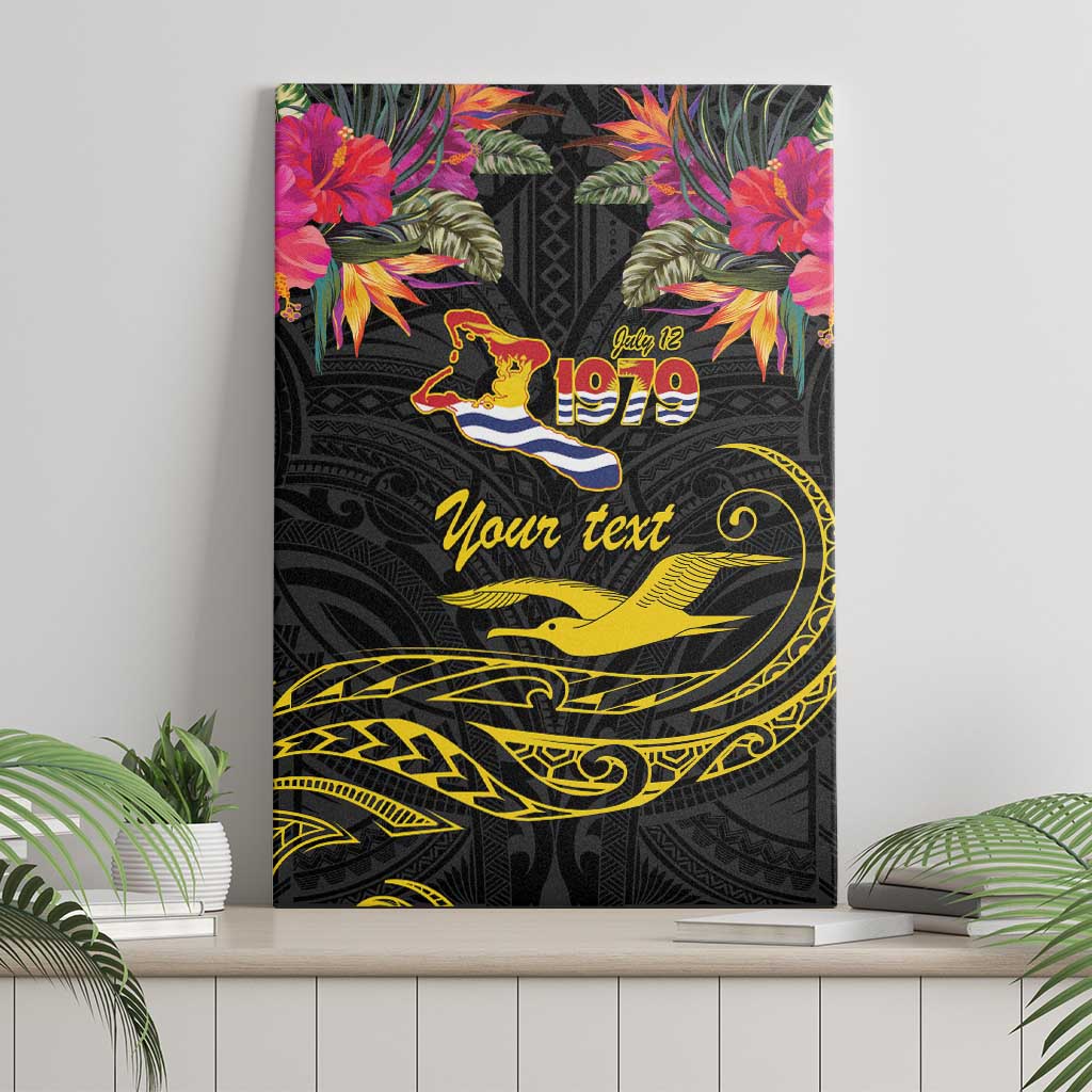 Kiribati Independence Day Personalised Canvas Wall Art Gold Frigatebird with Polynesian Pattern