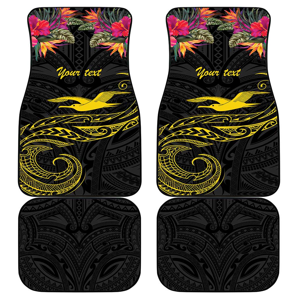 Kiribati Independence Day Personalised Car Mats Gold Frigatebird with Polynesian Pattern