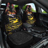 Kiribati Independence Day Personalised Car Seat Cover Gold Frigatebird with Polynesian Pattern