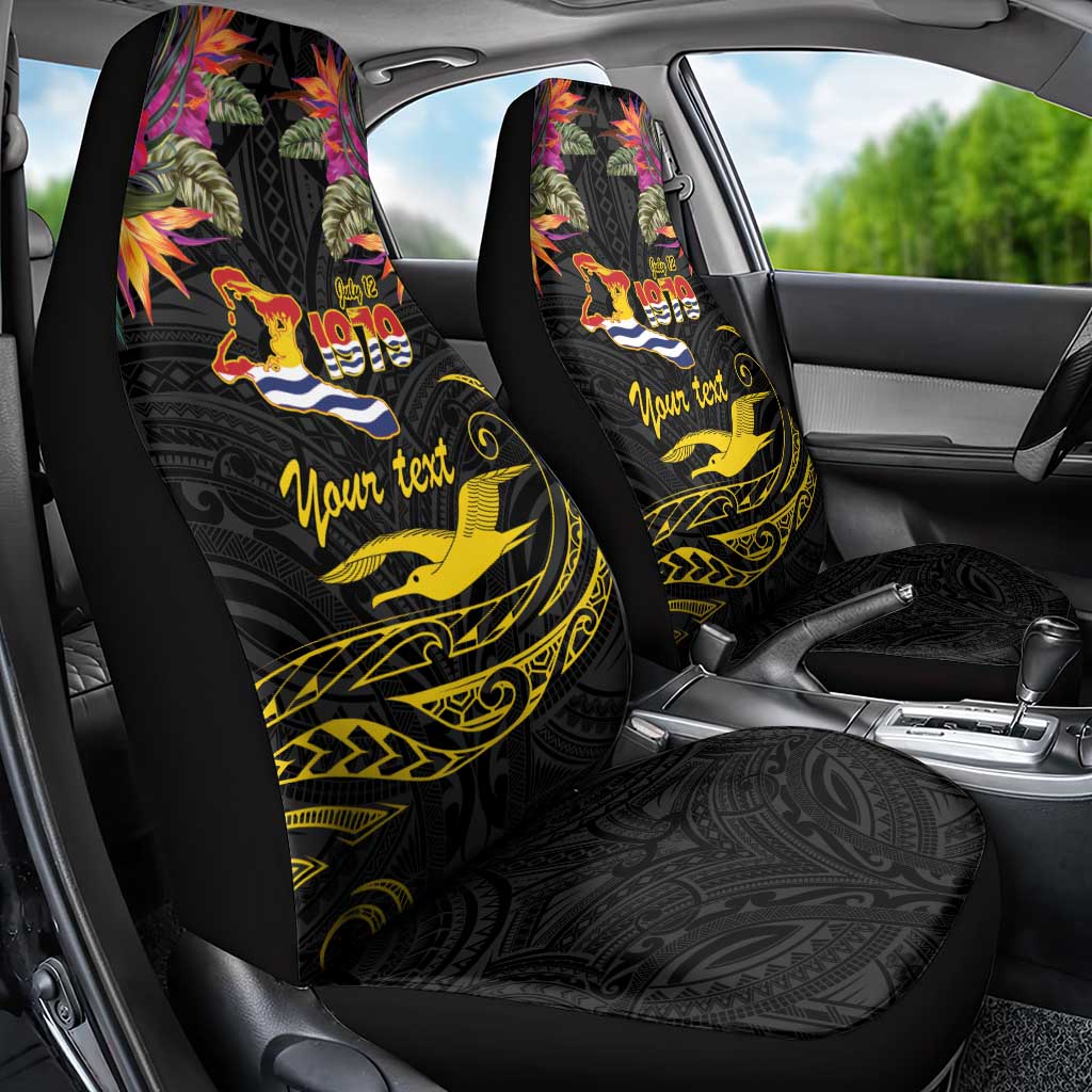 Kiribati Independence Day Personalised Car Seat Cover Gold Frigatebird with Polynesian Pattern