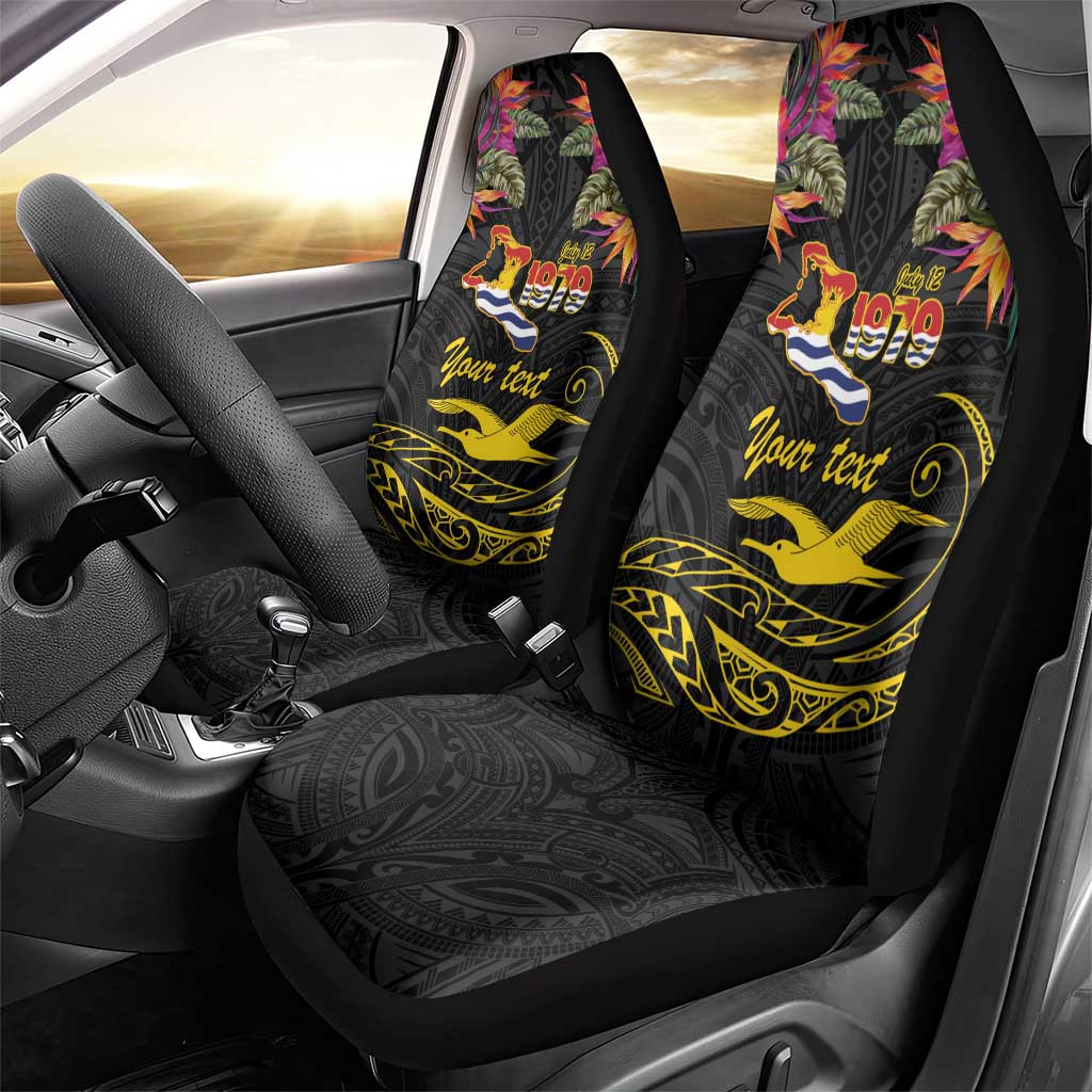 Kiribati Independence Day Personalised Car Seat Cover Gold Frigatebird with Polynesian Pattern