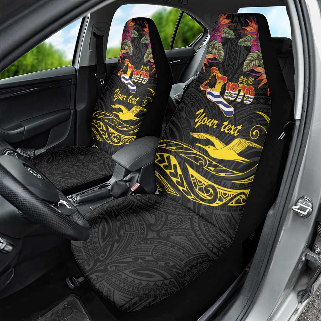 Kiribati Independence Day Personalised Car Seat Cover Gold Frigatebird with Polynesian Pattern