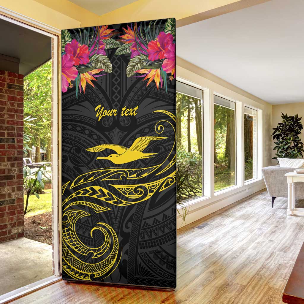 Kiribati Independence Day Personalised Door Cover Gold Frigatebird with Polynesian Pattern - Polynesian Pride