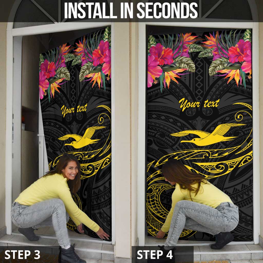 Kiribati Independence Day Personalised Door Cover Gold Frigatebird with Polynesian Pattern - Polynesian Pride