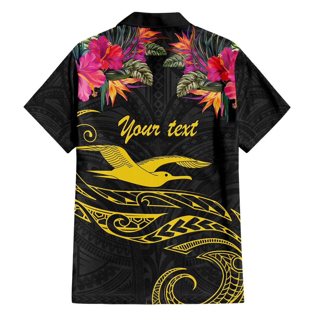 Kiribati Independence Day Personalised Family Matching Long Sleeve Bodycon Dress and Hawaiian Shirt Gold Frigatebird with Polynesian Pattern
