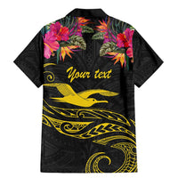 Kiribati Independence Day Personalised Family Matching Mermaid Dress and Hawaiian Shirt Gold Frigatebird with Polynesian Pattern