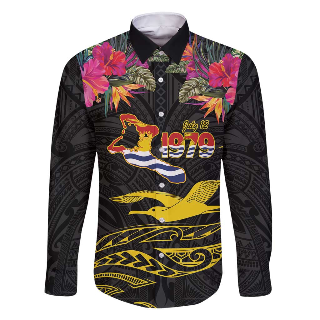 Kiribati Independence Day Personalised Family Matching Summer Maxi Dress and Hawaiian Shirt Gold Frigatebird with Polynesian Pattern