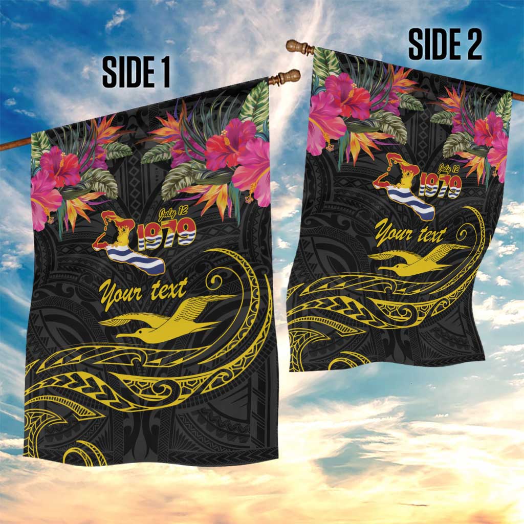 Kiribati Independence Day Personalised Garden Flag Gold Frigatebird with Polynesian Pattern