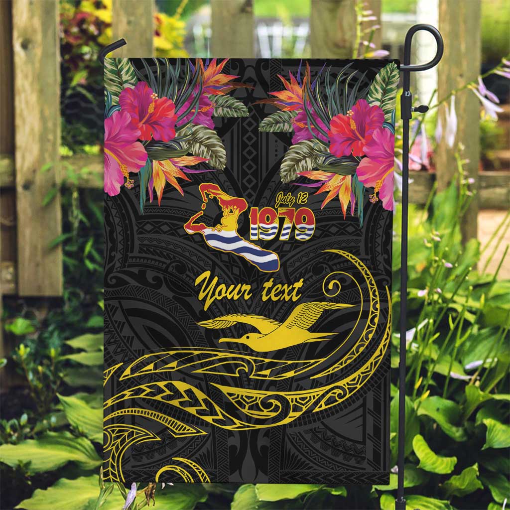 Kiribati Independence Day Personalised Garden Flag Gold Frigatebird with Polynesian Pattern