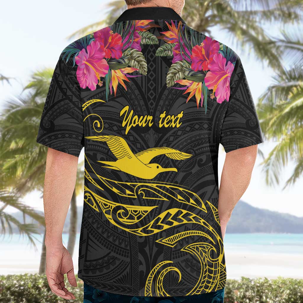Kiribati Independence Day Personalised Hawaiian Shirt Gold Frigatebird with Polynesian Pattern