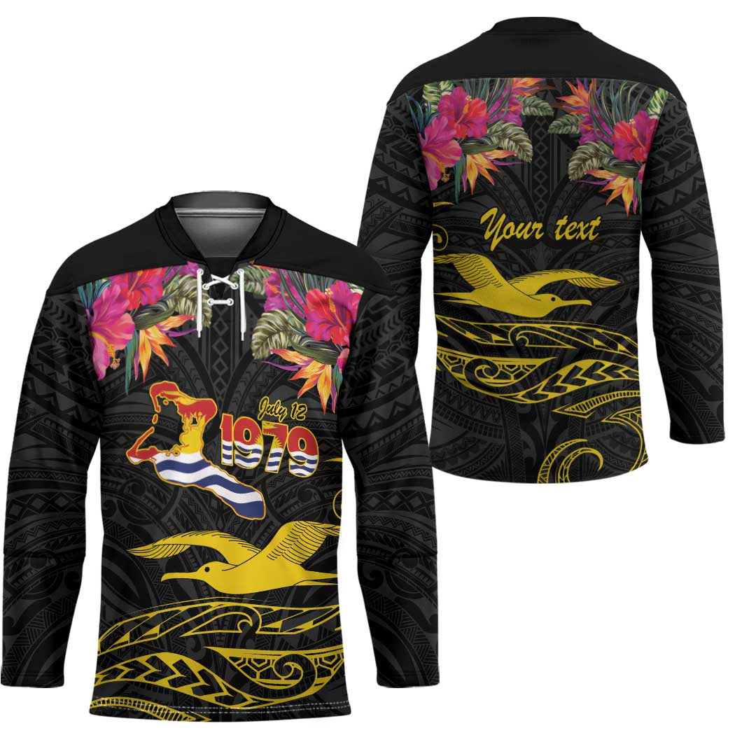 Kiribati Independence Day Personalised Hockey Jersey Gold Frigatebird with Polynesian Pattern - Polynesian Pride