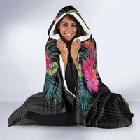 Kiribati Independence Day Personalised Hooded Blanket Gold Frigatebird with Polynesian Pattern