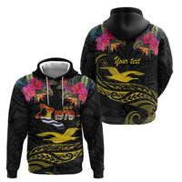 Kiribati Independence Day Personalised Hoodie Gold Frigatebird with Polynesian Pattern