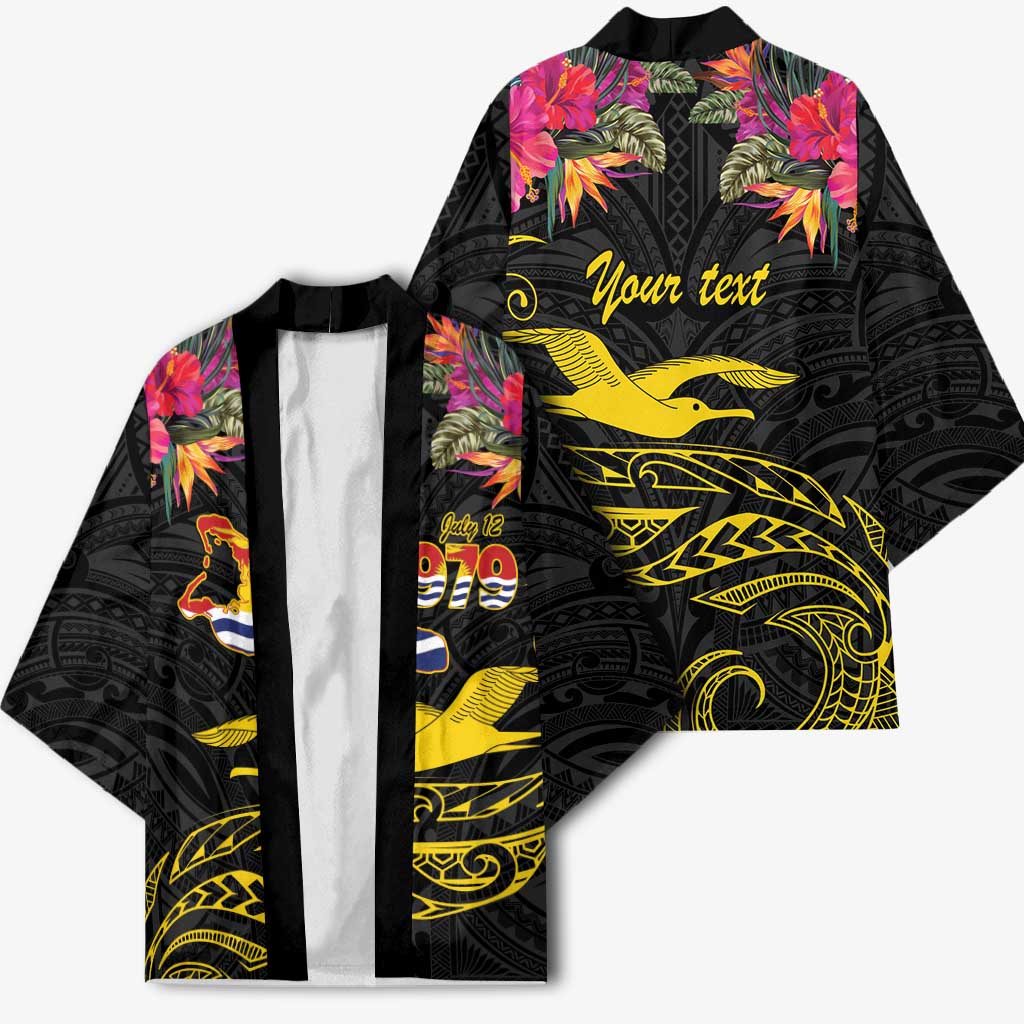 Kiribati Independence Day Personalised Kimono Gold Frigatebird with Polynesian Pattern - Polynesian Pride
