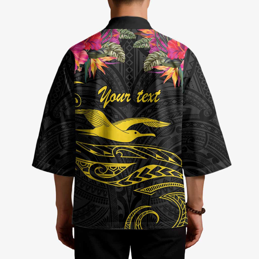 Kiribati Independence Day Personalised Kimono Gold Frigatebird with Polynesian Pattern - Polynesian Pride