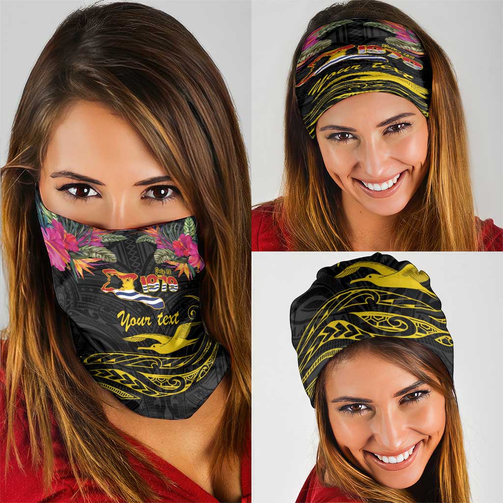 Kiribati Independence Day Personalised Neck Gaiter Gold Frigatebird with Polynesian Pattern - Polynesian Pride