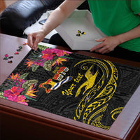 Kiribati Independence Day Personalised Puzzle Gold Frigatebird with Polynesian Pattern - Polynesian Pride