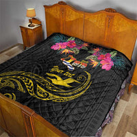 Kiribati Independence Day Personalised Quilt Gold Frigatebird with Polynesian Pattern