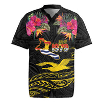 Kiribati Independence Day Personalised Rugby Jersey Gold Frigatebird with Polynesian Pattern