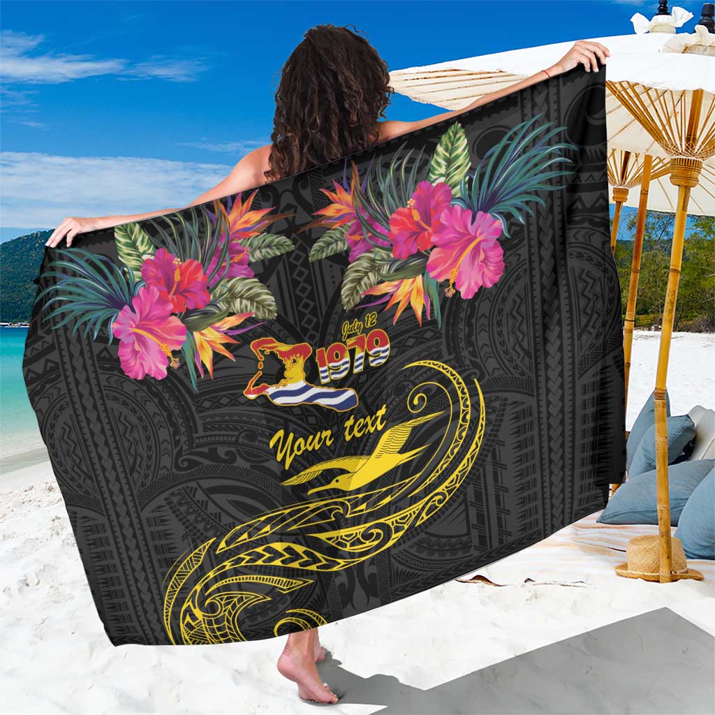 Kiribati Independence Day Personalised Sarong Gold Frigatebird with Polynesian Pattern