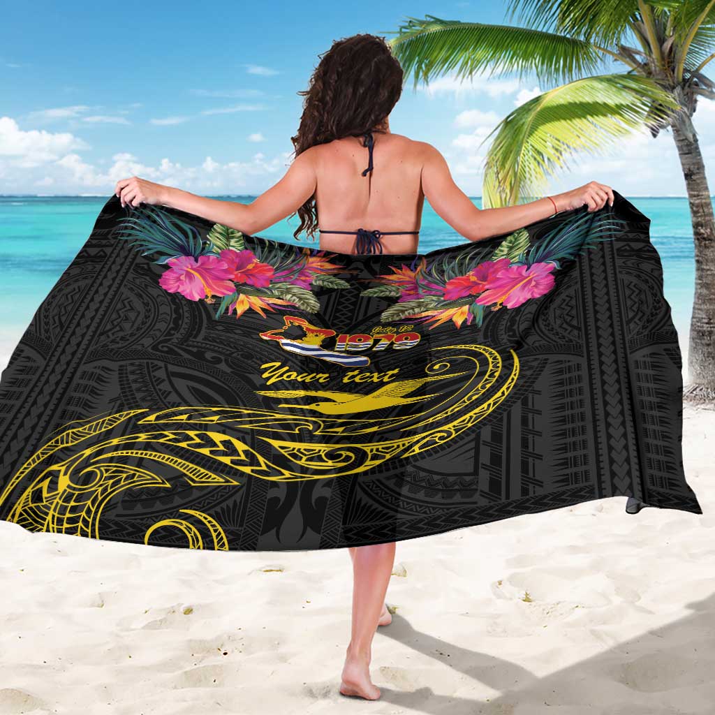 Kiribati Independence Day Personalised Sarong Gold Frigatebird with Polynesian Pattern