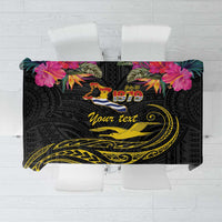 Kiribati Independence Day Personalised Tablecloth Gold Frigatebird with Polynesian Pattern