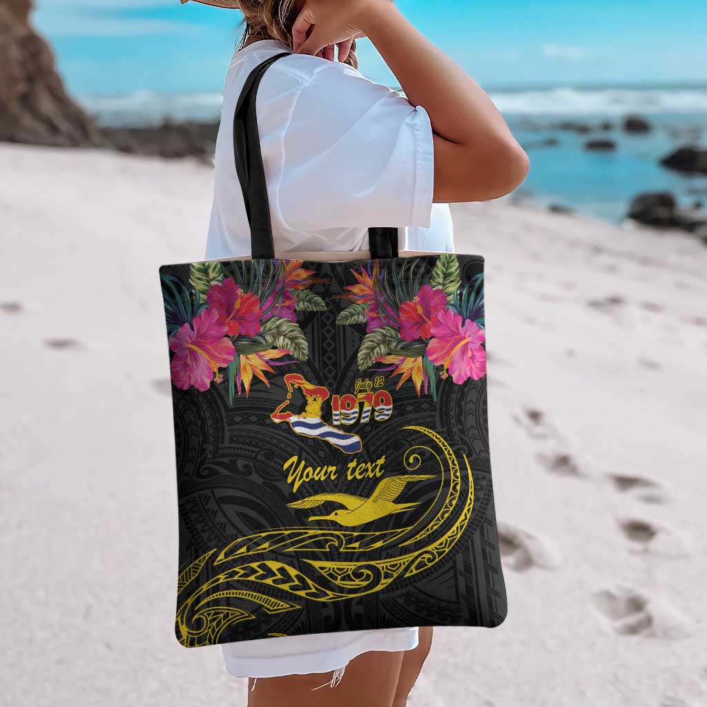 Kiribati Independence Day Personalised Tote Bag Gold Frigatebird with Polynesian Pattern - Polynesian Pride