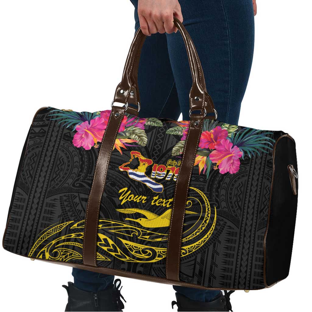 Kiribati Independence Day Personalised Travel Bag Gold Frigatebird with Polynesian Pattern - Polynesian Pride