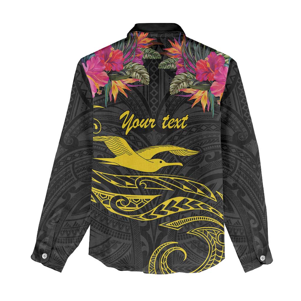 Kiribati Independence Day Personalised Women Casual Shirt Gold Frigatebird with Polynesian Pattern