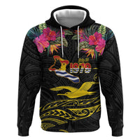 Kiribati Independence Day Personalised Zip Hoodie Gold Frigatebird with Polynesian Pattern