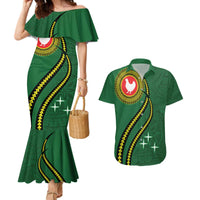 Manua Islands Polynesian Style Couples Matching Mermaid Dress and Hawaiian Shirt