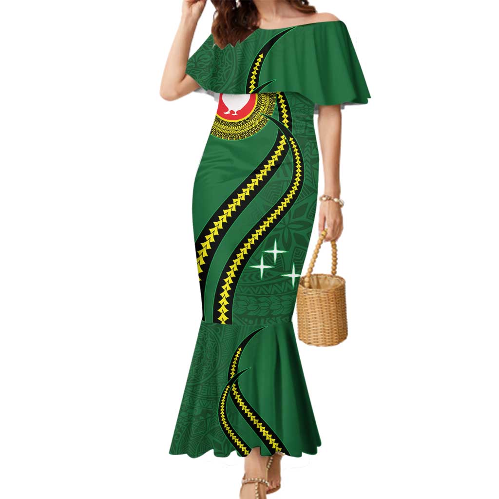 Manua Islands Polynesian Style Family Matching Mermaid Dress and Hawaiian Shirt