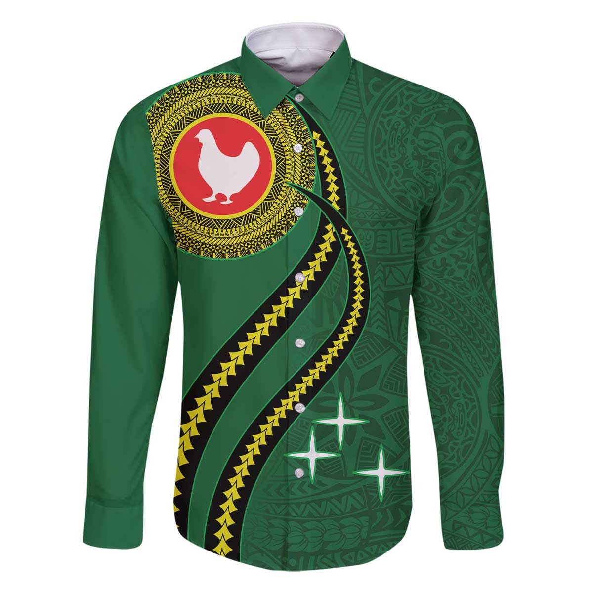 Manua Islands Polynesian Style Family Matching Off The Shoulder Long Sleeve Dress and Hawaiian Shirt