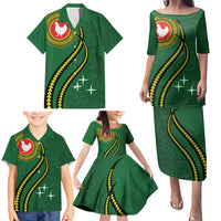 Manua Islands Polynesian Style Family Matching Puletasi and Hawaiian Shirt