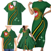 Manua Islands Polynesian Style Family Matching Short Sleeve Bodycon Dress and Hawaiian Shirt