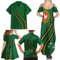 Manua Islands Polynesian Style Family Matching Summer Maxi Dress and Hawaiian Shirt